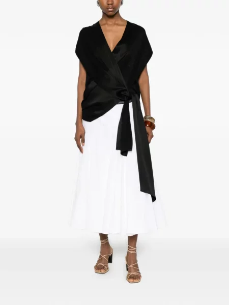 Fustă midi Jacquemus în linie A alb