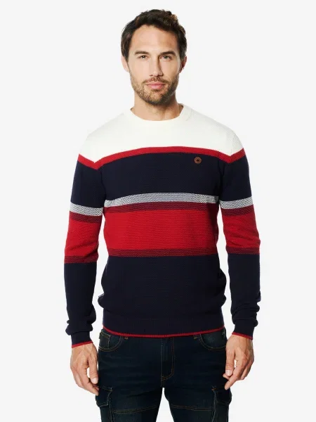 KOROSHI Pulover bleumarin / roşu închis alb