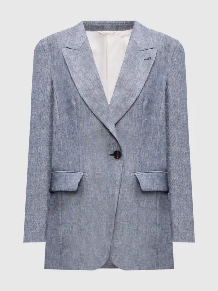 Жакет з коноплі та льону Brunello Cucinelli синій