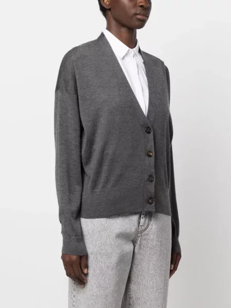 Cardigan Brunello Cucinelli cu decolteu în V gri