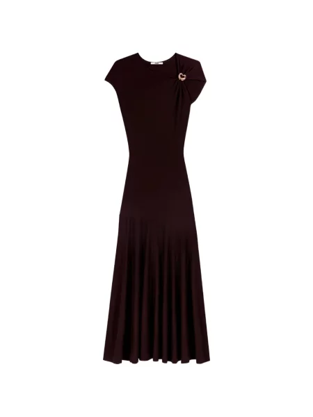 Rochie Maje tricotate cu cataramă cu motiv cu inimi maro
