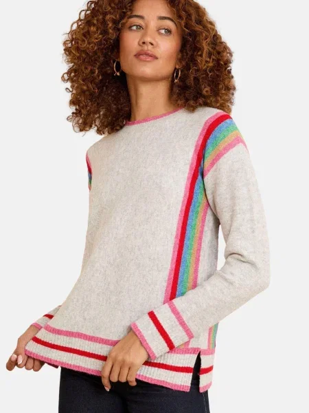 Love & roses Pulover albastru deschis / galben închis / amestecat / fucsia gri