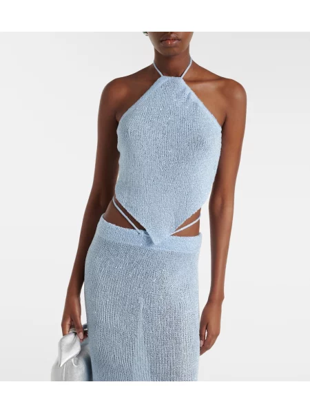 Top Bananhot cu gât halter albastru