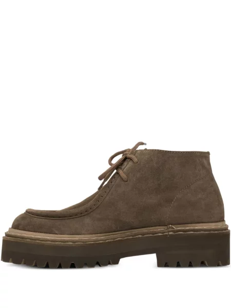 Botine Officine Creative cu șireturi din piele de căprioară maro