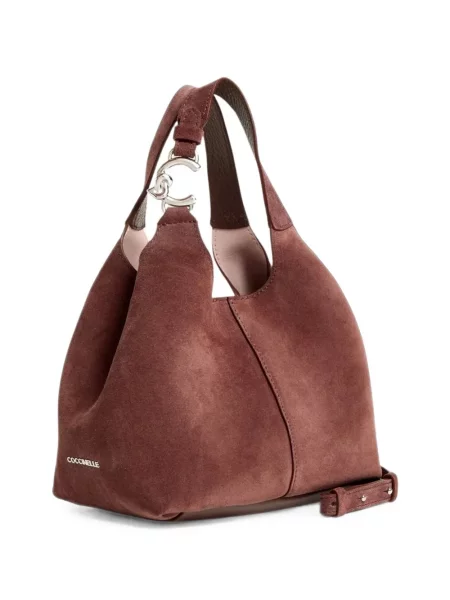 Geantă shopper Coccinelle din piele de căprioară roșu