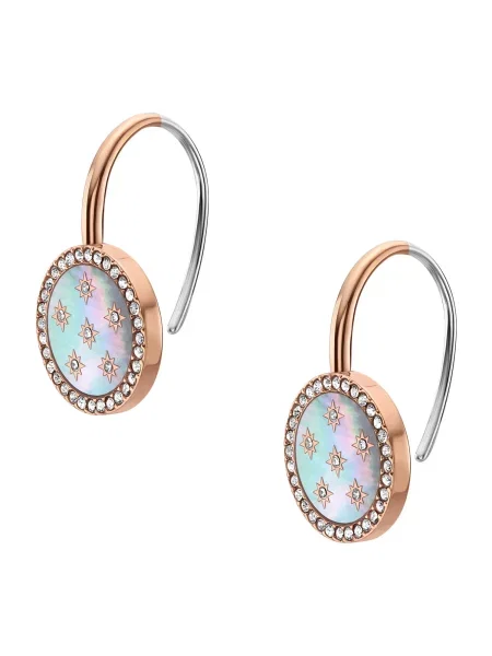 FOSSIL Náušnice Merrit svetlomodrá / zlato / strieborná ružové