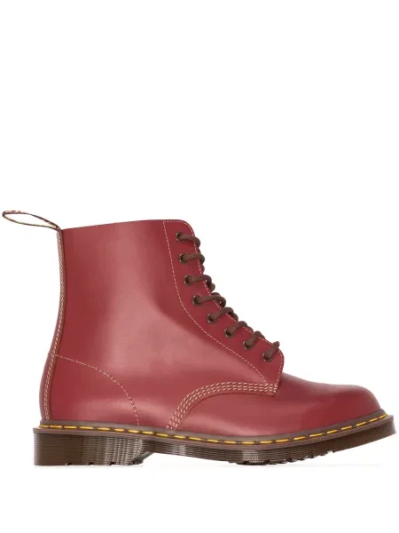 Kožené retro zkrácené polokozačky Dr. Martens červené