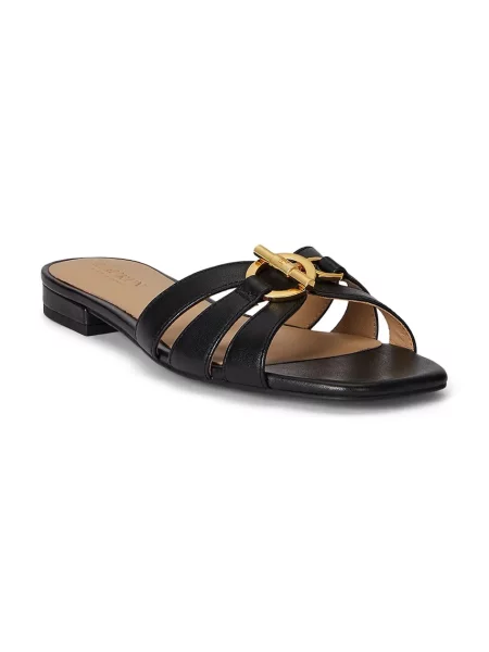 Kožené šľapky Lauren Ralph Lauren Blike Slide čierna