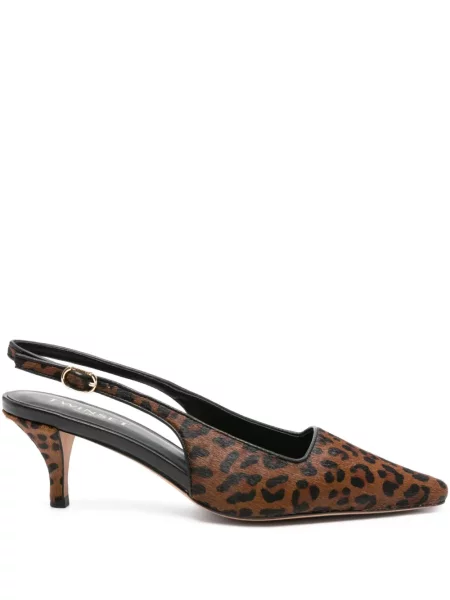 Pantofi cu toc Twinset cu model leopard slingback maro