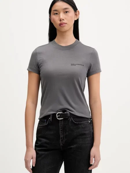 Karl Lagerfeld Jeans majica za žene od pamuka siva