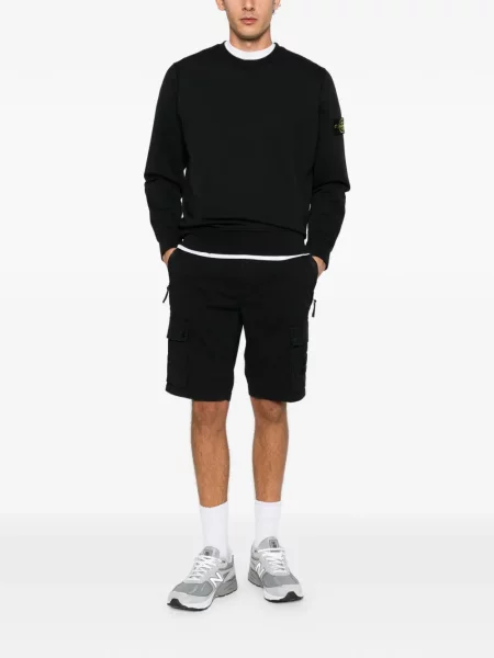 Pantaloni scurți cargo Stone Island cu strasuri negru