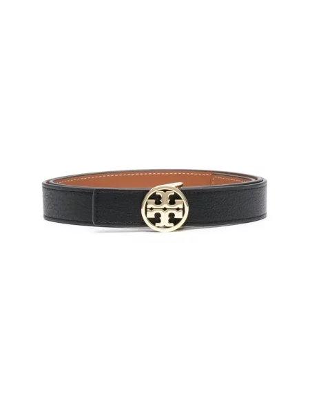 Pasek Tory Burch skórzany z paskiem dwustronny czarny