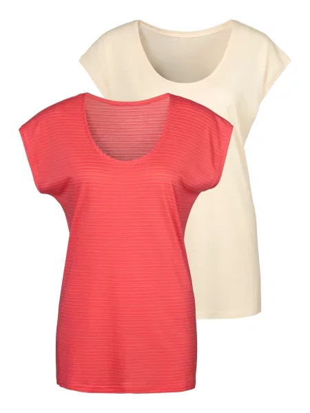 BEACH TIME Tricou corai bej