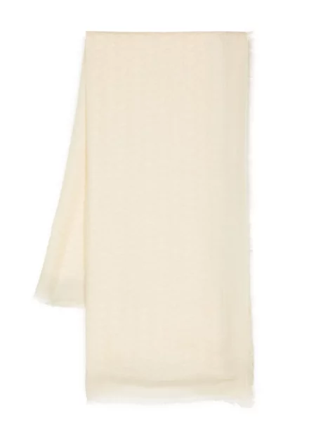 Fular Off-white cu franjuri tricotate alb