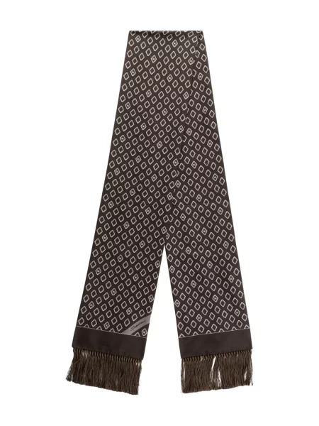 Fular Dolce & Gabbana de mătase cu imprimeu geometric maro