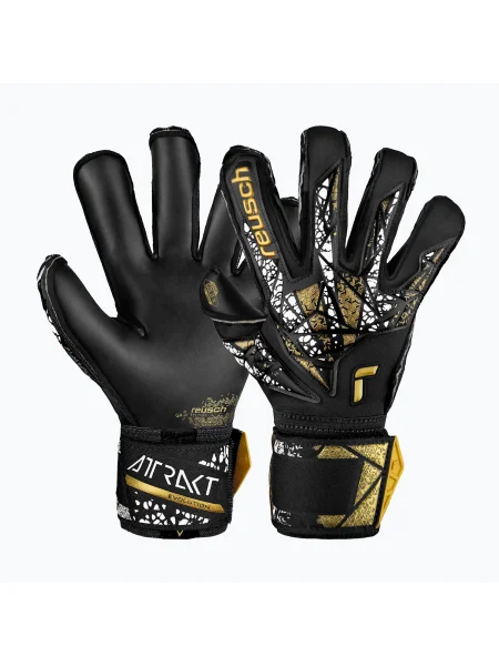 Reusch Attrakt Gold X Evolution Cut Finger Support вратарски ръкавици черни/златни/бели/черни бяло