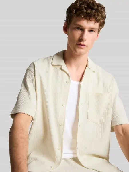 Koszula casual z mieszanki bawełny krój regular fit Tom Tailor Denim biała