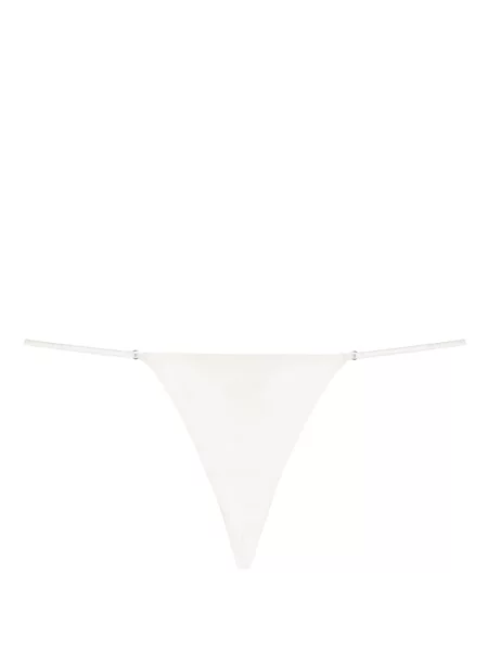 Chiloți tanga Fleur Du Mal cu model floral din dantelă alb