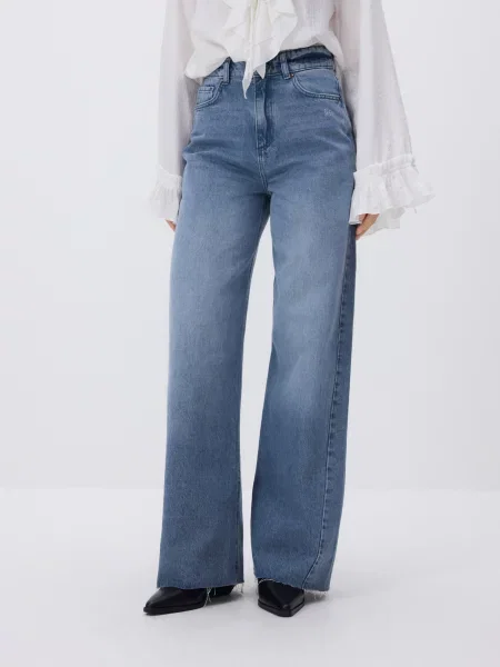 Reserved Джинси wide leg з прошиванням синій