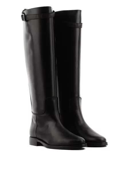 Botine Paul Warmer din piele cu cataramă cu bretele negru