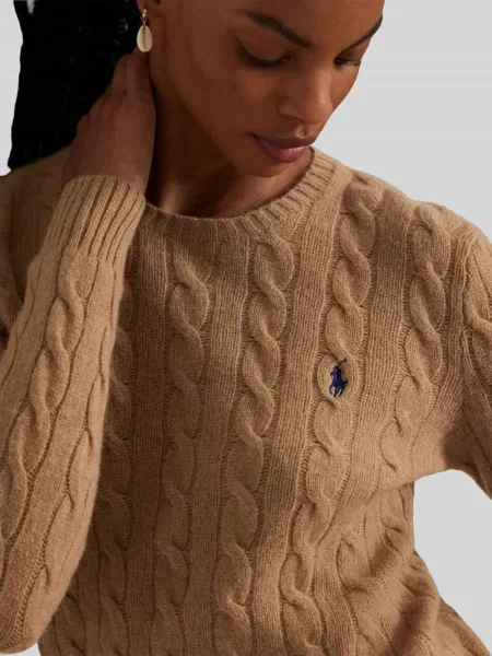 Sweter w kroju regular fit z mieszanki wełny i kaszmiru JULIANNA' Polo Ralph Lauren brązowy