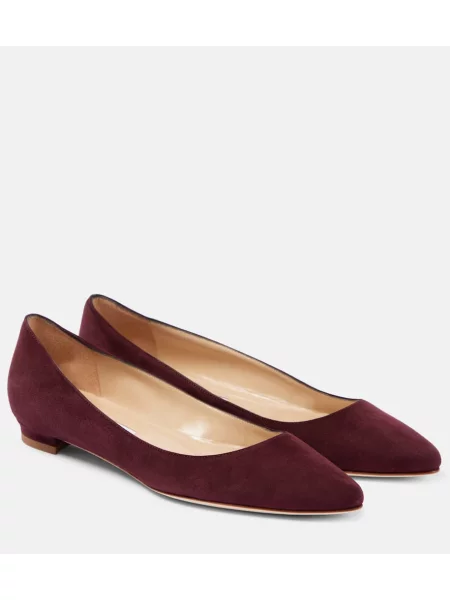 Balerinke Manolo Blahnik iz semiša rdeča