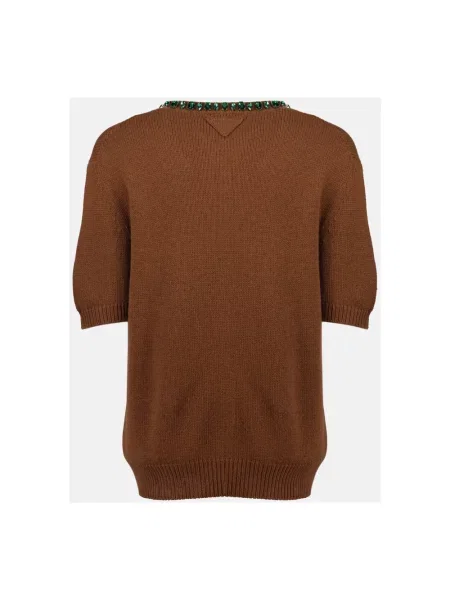 Sweter Prada wełniany brązowy