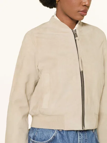 Allsaints Kožená Bunda Orten světle šedá