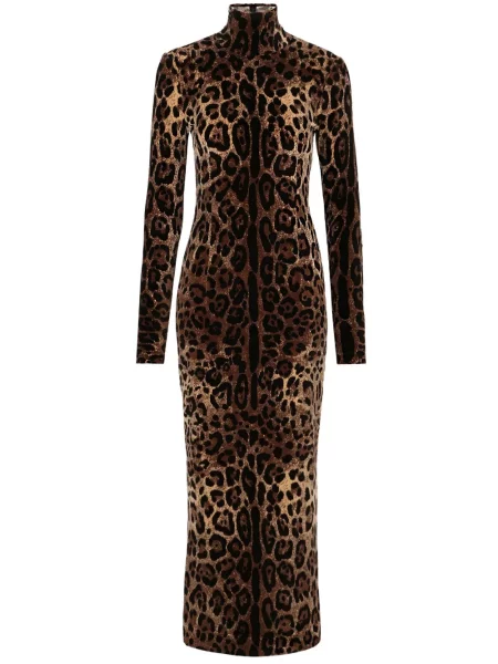 Rochie Dolce & Gabbana cu imagine cu model leopard de costum maro