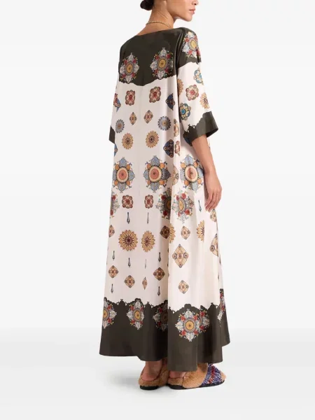 Rochie La Doublej de mătase cu model floral cu imagine alb