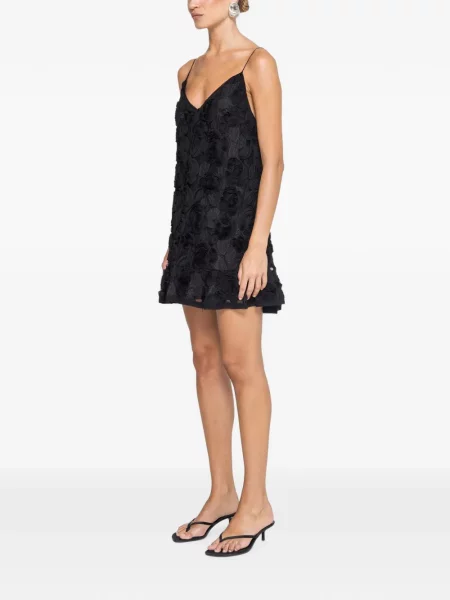 Rochie mini Nissa cu broderie cu model floral negru