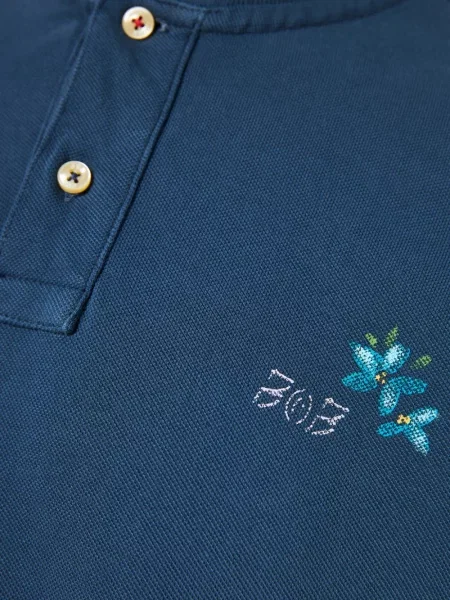 Tricou polo Bob cu imagine albastru