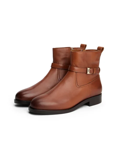 Tommy Hilfiger Škornji Th Buckle Riding Leather Bootie rjava
