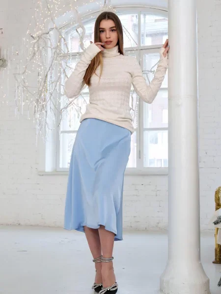Спідниця міді RiMari шовк блакитний