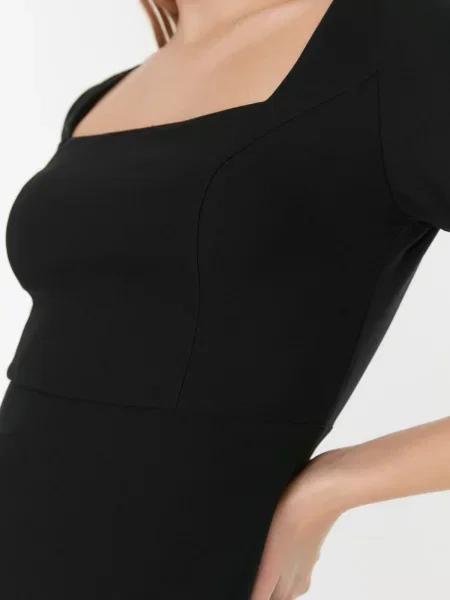 Rochie mini Trendyol țesută în linie A negru