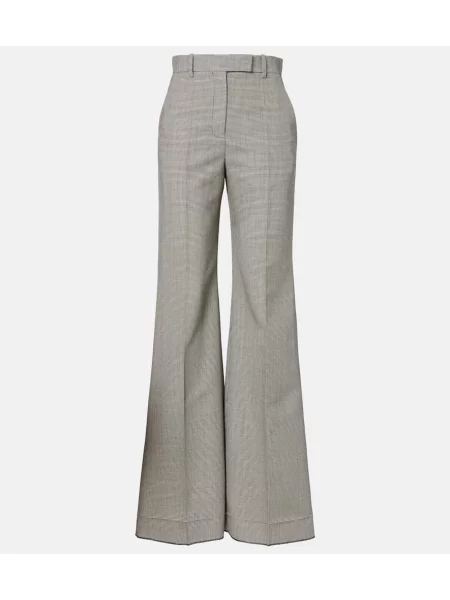 Pantaloni Valentino de lână în carouri alb