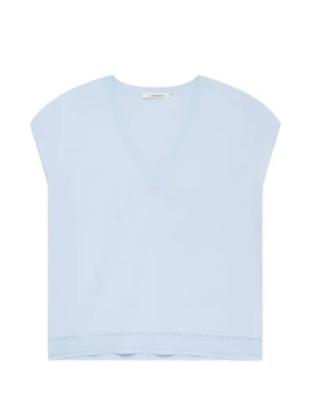 Top Maliparmi cu decolteu în V albastru