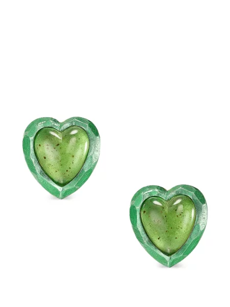 Cercei Anabela Chan cu motiv cu inimi verde
