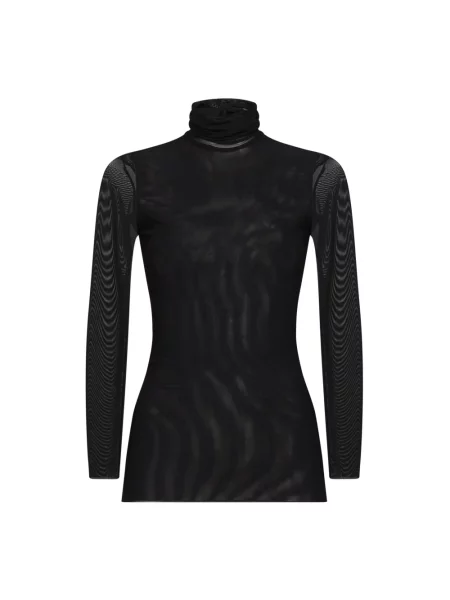 Sweter z golfem Blanca Vita tiulowy do golfa czarny