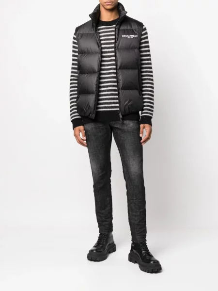 Skinny jeansy skinny Dsquared2 z przetarciami czarne
