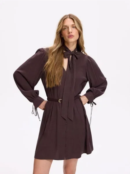 Reserved Rochie mini cu conținut ridicat de Lyocell maro-închis maro