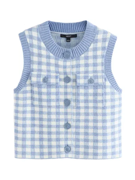 Next Pletená vesta svetlomodrá biela
