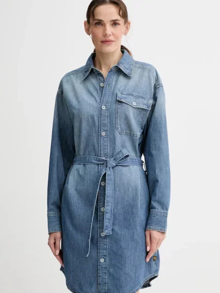 G-Star rochie jeans mini drept albastru