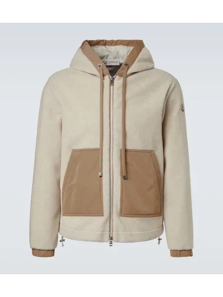 Флийс суичър с качулка Moncler бежово