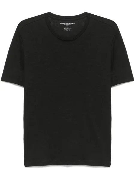Tricou Majestic Filatures cu decolteu rotund scurt negru