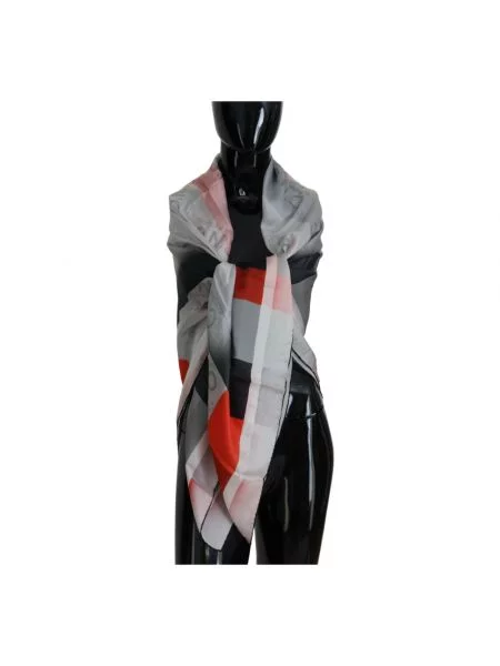 Jedwabna szal Costume National w kratę szara