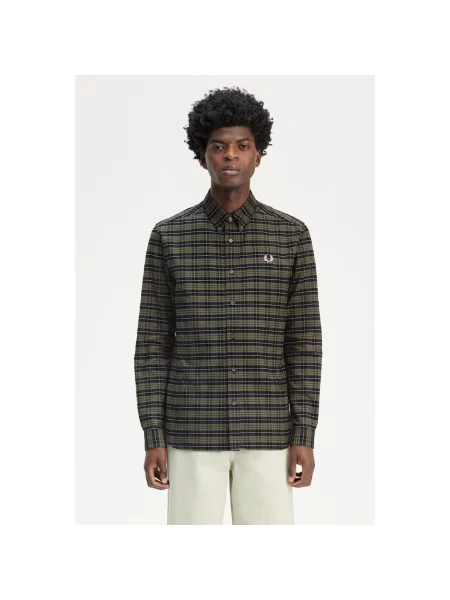Cămașă Fred Perry în carouri din țesătură twill verde
