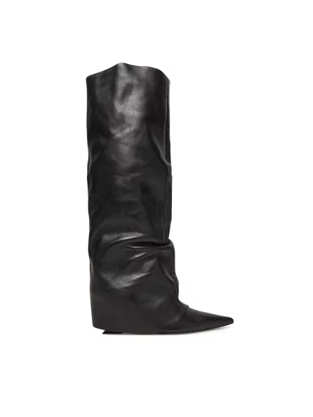 Westernové kožené boty Naked Wolfe Stated na klínku Stated Black Leather černá