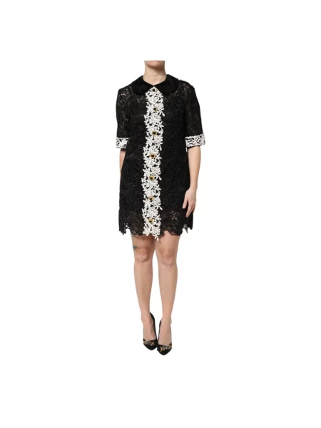 Sukienka mini Dolce And Gabbana koronkowa czarna