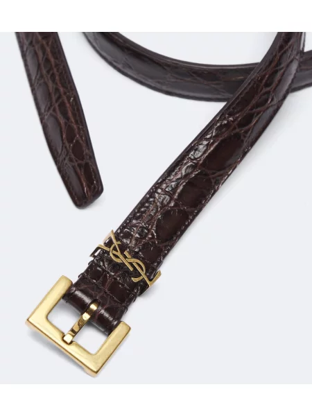 Cu centură curea Saint Laurent din piele maro